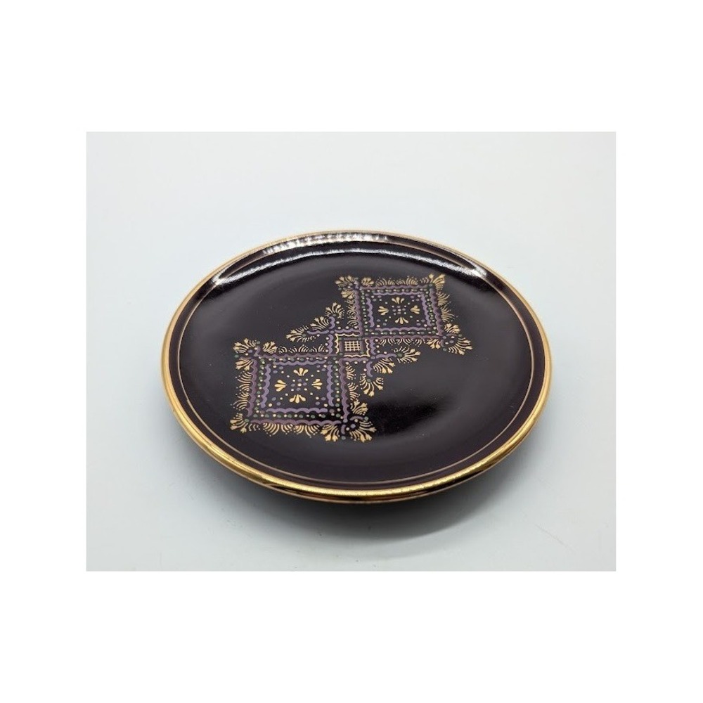 Handmade‎ 24k Gold Ceramic Trinket Plate 5.75" Made in Greece Souvenir Boho Chic